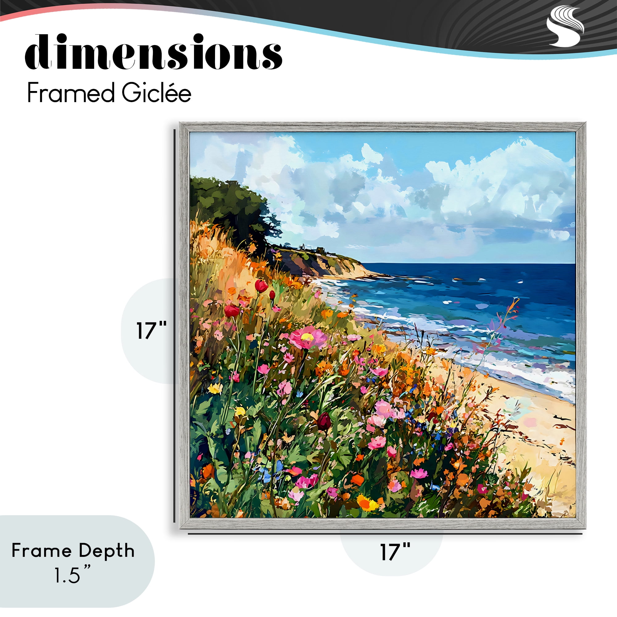 Stupell Industries Enchanted Oceanside Meadow Gray Framed Giclee Art, design by Creative Studio