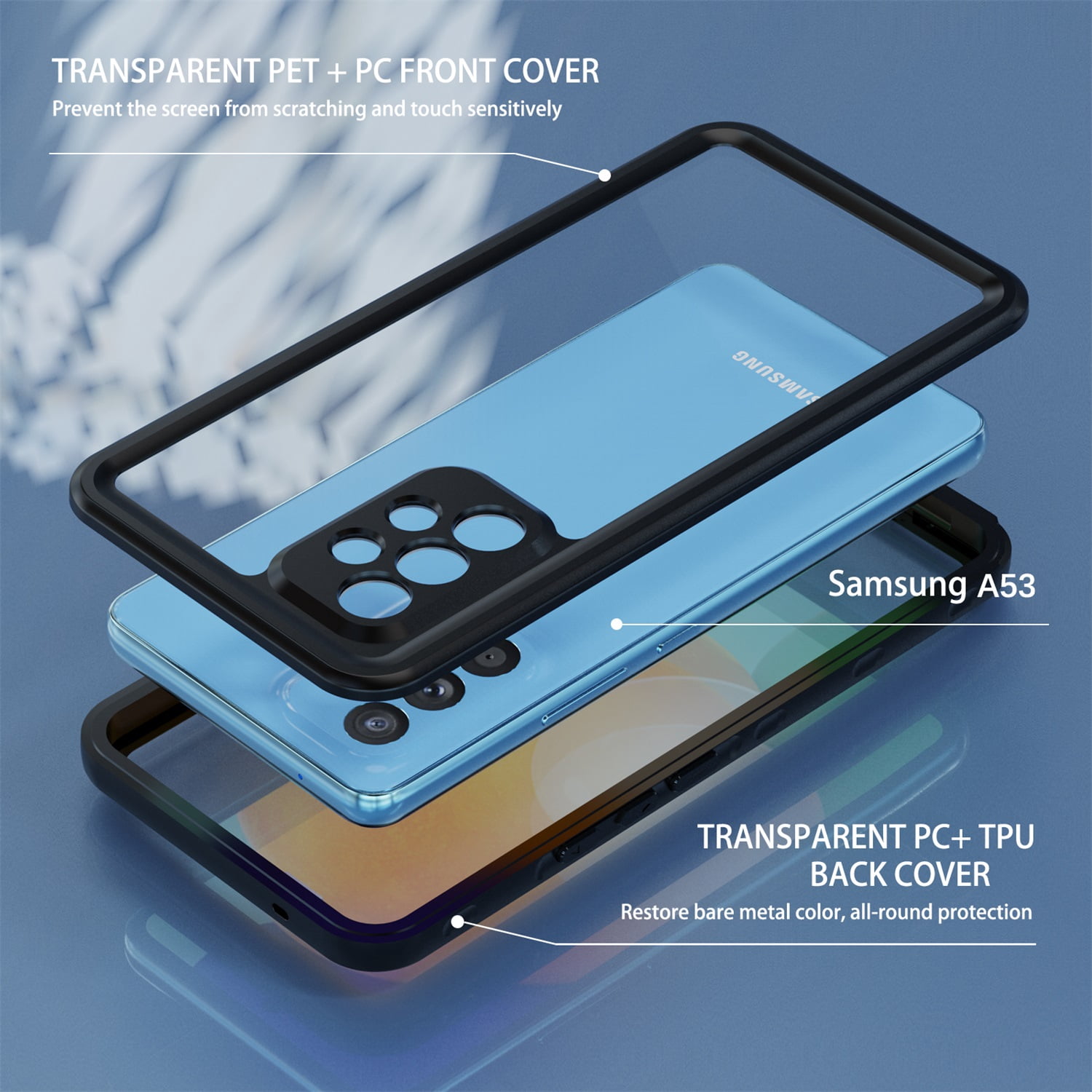 for Samsung Galaxy A53 5G Case Waterproof,Galaxy A53 5G Case [Built-in Screen & Lens Protector][Military Grade Shockproof][IP68 Underwater][Real 360°]Full Body Rugged Samsung A53 5G Case, Black