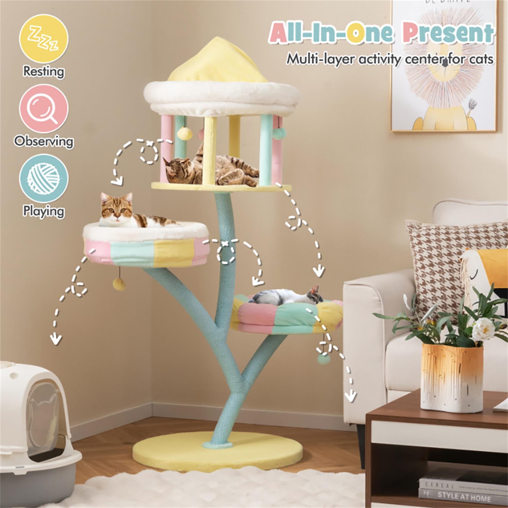 Kadyn 57" Modern Cat Tree Tower for Indoor Cats with Perch, Cat Condo, Cat Tree House with Scratching Posts for Large Cats, Color