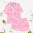 thumbnail image 4 of MIXUE Toddler Girls Outfit Sets Summer Bowknot Print Lapel Short Sleeve Shirt Shorts Two Piece Pajamas Streetwear,Pink,4-5 Years, 4 of 4