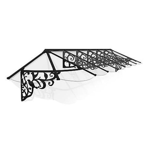 Canopia by Palram HG9598 16 x 3 ft. Lily 4690 Awning, Black & Clear