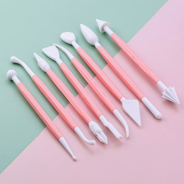 Herramientas de modelado TUNC 8 piezas decoración de pasteles Fondant rosa