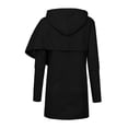 thumbnail image 4 of XFLWAM Women's Long Sleeve Hoodies Solid Color Asymmetric Hem Wrap Pullover Sweatshirt with Pocket Black M, 4 of 6