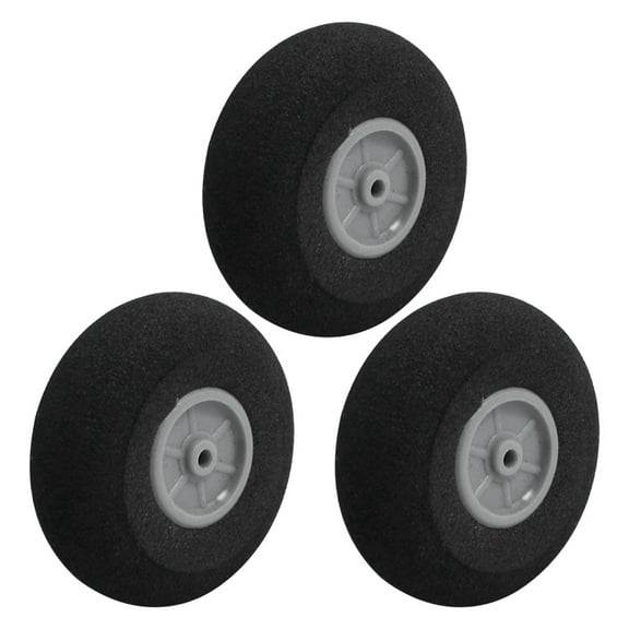 Unique Bargains 3pcs RC Aircraft Toy DIY Plastic Hub Sponge Spoke Wheel Tire 35mmx12mm