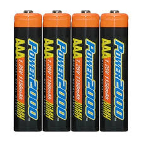 Power2000 AAA 1.2V 1150mAh Rechargeable Ni-MH Battery, 4-Pack