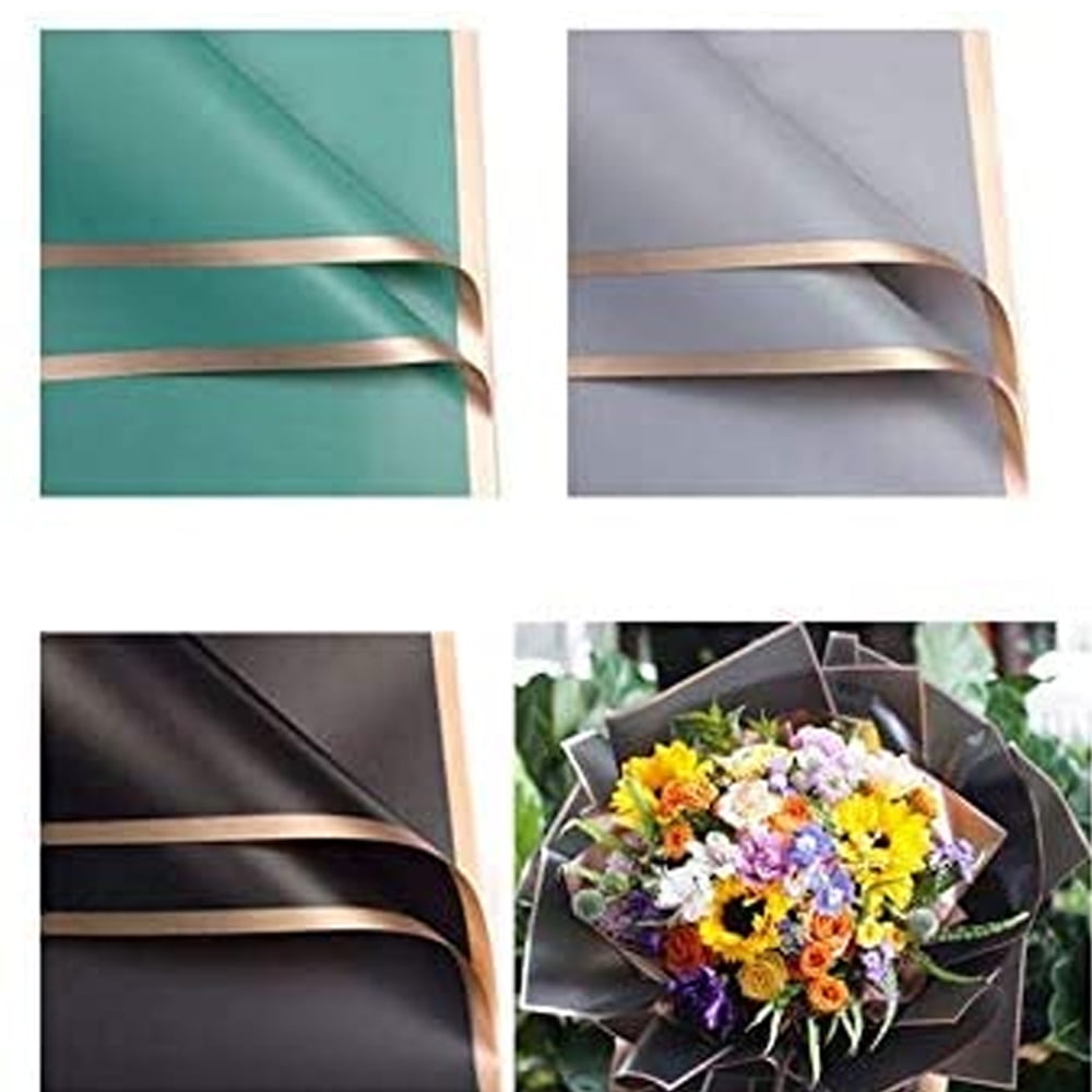 Mimorou 60 Sheets Flower Wrapping Paper, Waterproof Floral Bouquet Wrapping  Paper Gold Edge Korean Florist Bouquet for DIY Crafts Packaging Bouquet