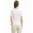 thumbnail image 6 of 3-pack White Women's Summer Scoop Neck Short Sleeve T-Shirts Ribbed Knit Slim Fitted Casual Basic Top, 6 of 6