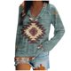 thumbnail image 1 of Moda mujer primavera otoño impreso manga larga cuello en V Casual Tee Tops Pompotops  FGAJ115, 1 of 1