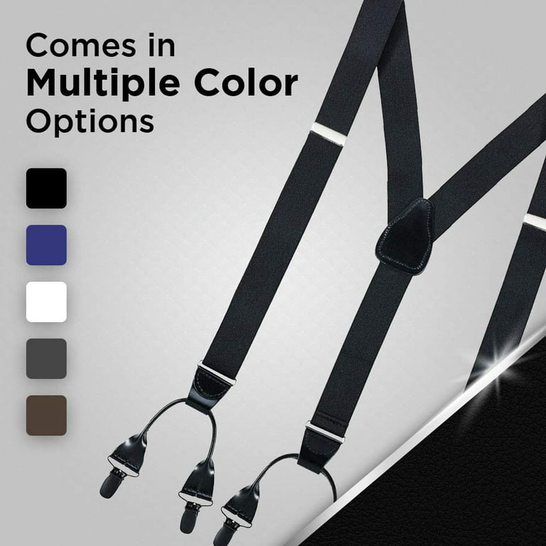Suspender Store 1.25 inch Wide Y-Back Drop Clip Suspenders - Black