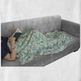 thumbnail image 6 of Waves Soft Flannel Fleece Blanket, Vintage Ornate Boundless Curved Lines Ocean Theme Sea Coastal Ethnic Design, Cozy Plush for Indoor and Outdoor Use, 60" x 80", Turquoise and Beige, by Ambesonne, 6 of 6
