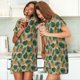 thumbnail image 4 of Balery Pineapples Palm Leaves Camisón de manga corta con cuello redondo para mujer, cómodo y elegante., 4 of 6