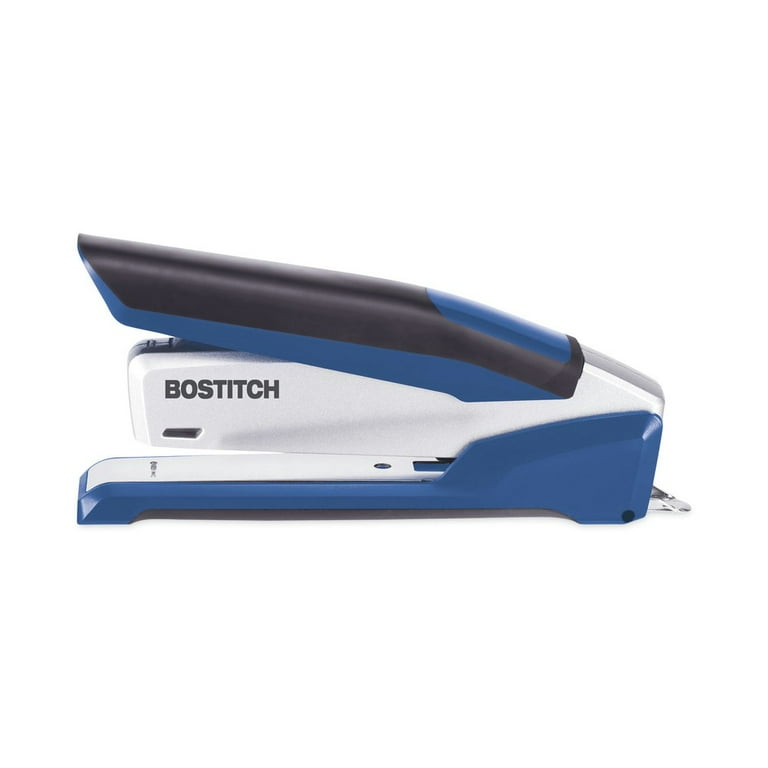 InPower Spring-Powered Premium Desktop Stapler, 28-Sheet Capacity, Blue-Silver