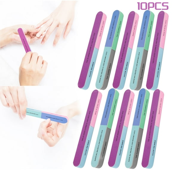 HUIANER 10pcs 7 Way Nail File and Buffer Block Nail Buffering Files 7 Steps Washable Emery Boards Professional Manicure Tools