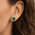thumbnail image 5 of HALO EARRINGS 0.50CT GEMSTONE DIAMOND EMERALD 14K YELLOW GOLD, 5 of 5
