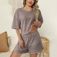 thumbnail image 2 of CAIVO Women Soft And Breathable Pajama Comfortable Sleepwear With Stylish Striped Design Loose Fit Shorts Two Piece Tops With Bottoms Breathable Homewear, 2 of 4
