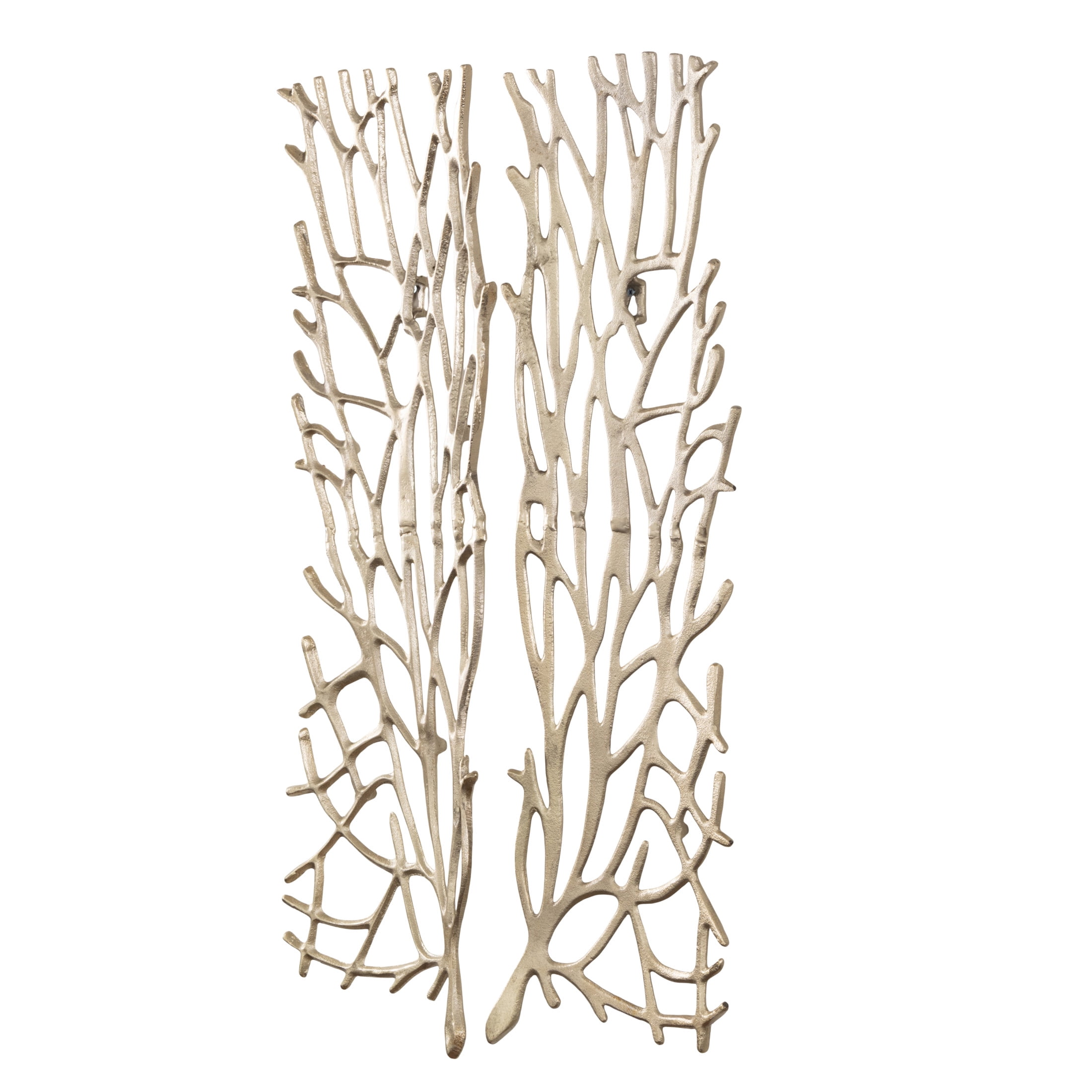 DecMode Gold Aluminum Metal Inspired Coral Wall Decor (2 Count)