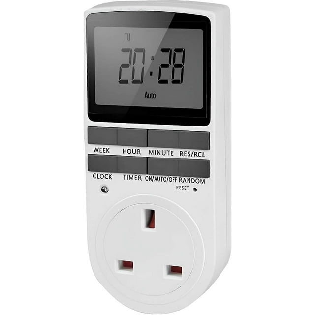 Interrupteur Minuteur Numérique, Prise de Courant UK Programmable avec Écran LCD Outil de Sécurité, pour Maison et Intérieur-1pcs