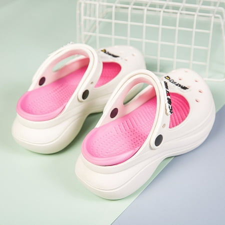 

Women‘s Platform T-strap Clogs Hollow Out Closed Toe Non-slip Sandals Casual Indoor Outdoor Slippers
