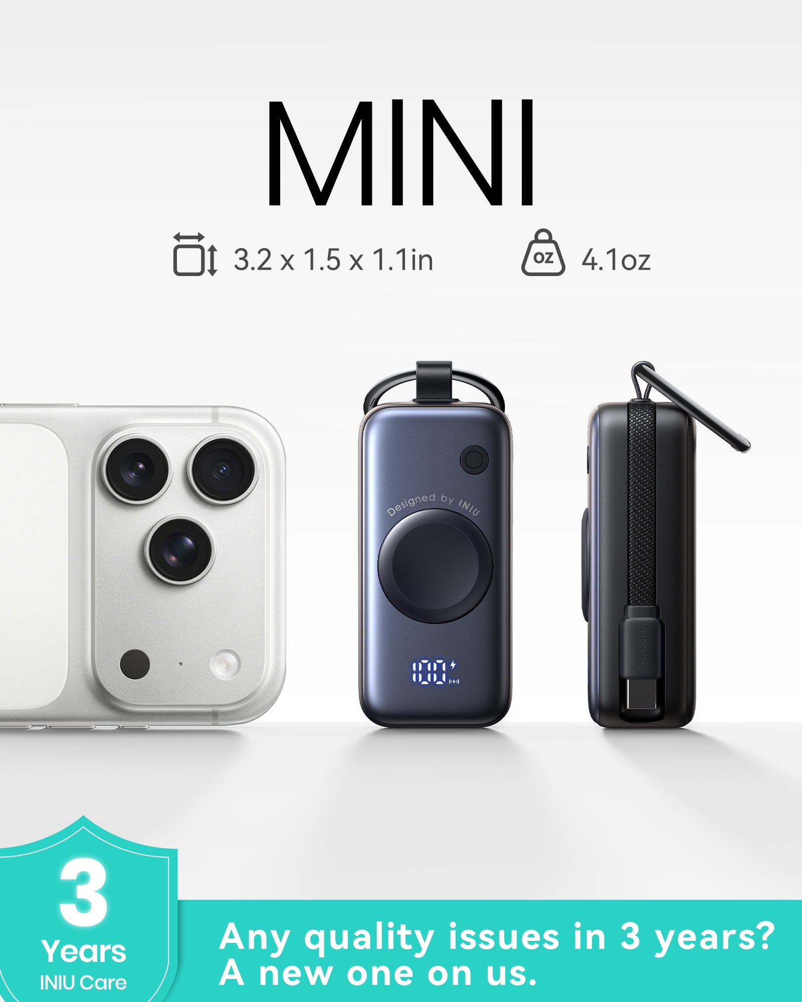 INIU SnapGo Mini Portable Charger, Power Bank for Apple Watch and iPhone, 5000mAh 20W PD Fast Charging Flight-Safe Travel Essential Battery Pack for Apple Watch Ultra 11 10 9 8 SE, iPhone Air 17 16