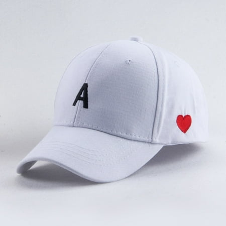 KABOER 2019 New Korean Fashion Letter A andamp; Heart Embroidered Adjustable Baseball Cap Casual Cotton Snapback Hat For Women Girls Summer Outdoor Accessories