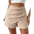 thumbnail image 2 of Pxiakgy Womens Shorts Dressy High Waisted Wide Leg Shorts Pleated Business Casual Work Trouser Shorts Lounge Summer Side Button Pleated Shorts with Pockets Dressy Summer Shorts for Women 2025 Relaxe, 2 of 5