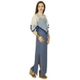 thumbnail image 3 of Bimba Women Long Blue Maxi Dress With Net Poncho Summer Gown With Side Slit, 3 of 4