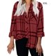 thumbnail image 5 of Qarigey Camisa de mujer con cuello en V a rayas adorables blusas de manga larga camisas ropa Type2 NO2, 5 of 6