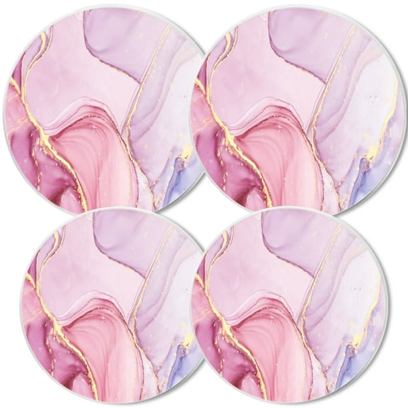 Stove Burner Covers, Set of 4, Round Cover for Electric Gas Stove Burner,8 and 10 Inch,Pink And Golden Marble