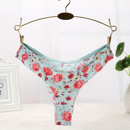 

Qcmgmg Sexy Low Waisted Thong Underwear Women s Ice Silk Breathable Seamless Stretch Panties