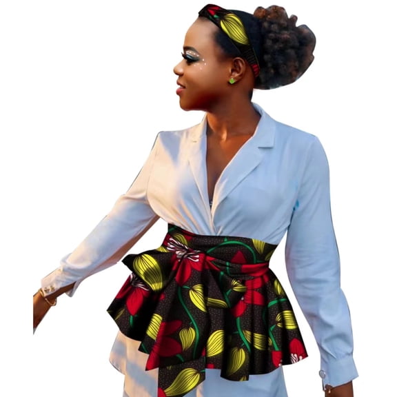 XIAOHUAGUA Wrap Women Skirts Africa Lady High Waist Pleated Short Skirt with Belt Asymmetrical Female Clothes