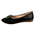 thumbnail image 1 of Heiheiup Ladies Large Size Single Shoes Simple Pure Colour Bowknot Rhinestone Low Heel Flat Bottom Single Shoes Loafers, 1 of 8