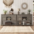thumbnail image 3 of Vabches 3-Tier Wood Condole Table with 3 Drawers and Shelves, 47" Narrow Long Sofa Entryway Table with Sliding Barn Door Storage Cabinets, Washed Grey, 3 of 9