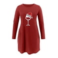 thumbnail image 4 of Robes d'Automne pour Femmes Col Rond Imprimé de Noël Robe à Manches Longues Décontractée Robe Mini Fluide de Vacances avec Poches, 4 of 5