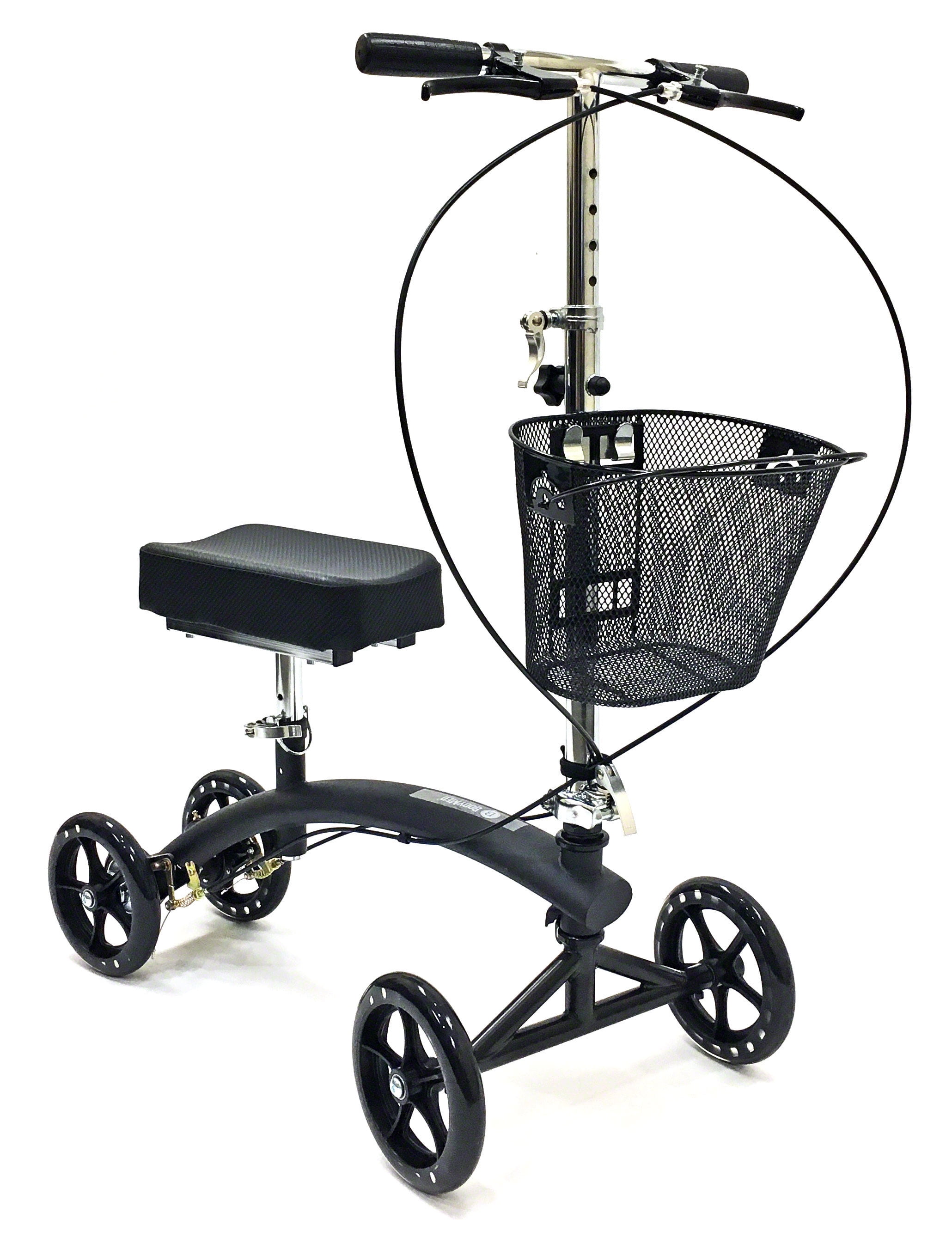 BodyMed Folding Knee Scooter With Dual Braking System and Basket