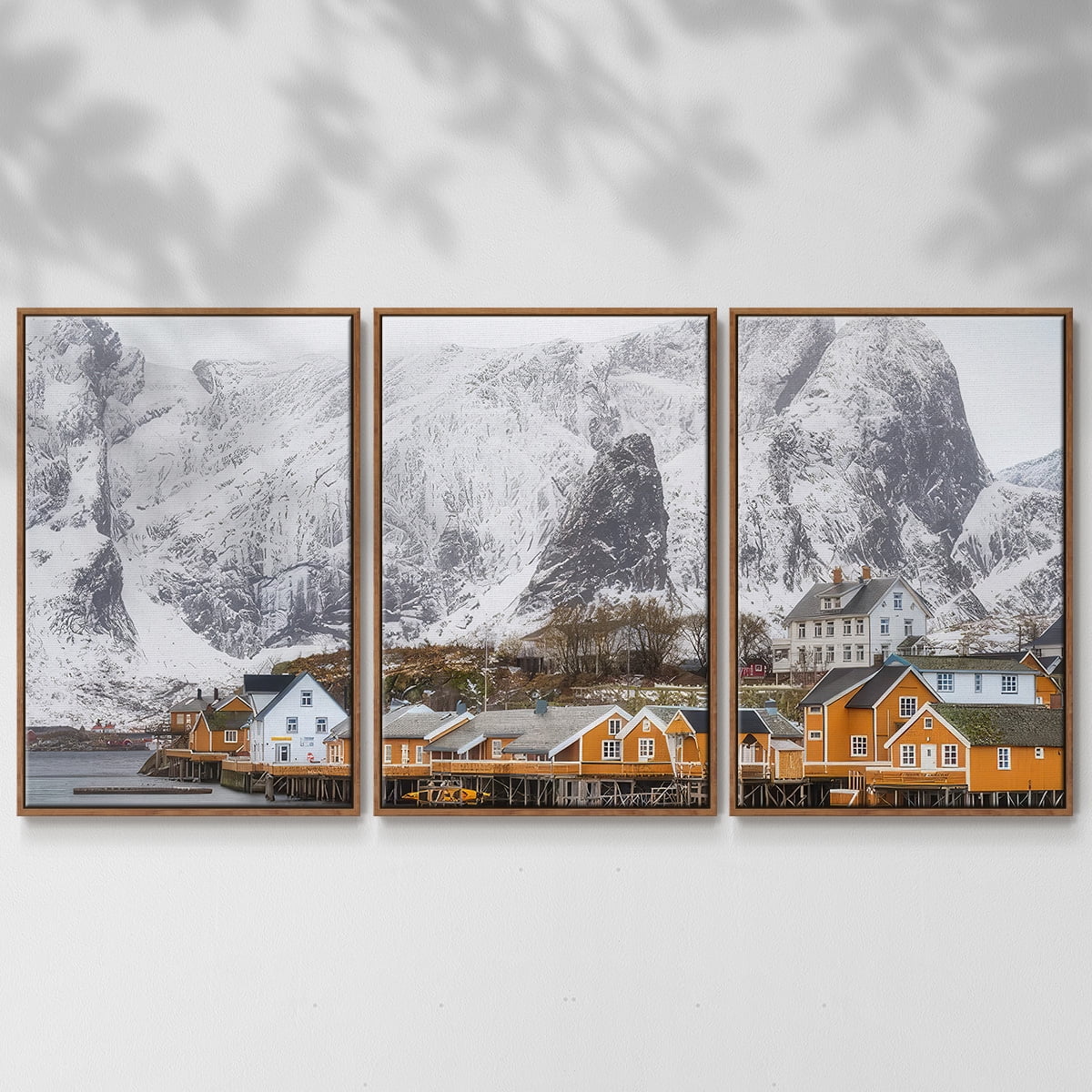 The Yellow Village II Framed Premium Gallery Wrapped Canvas - 41 x 27 - Rosewood Frame
