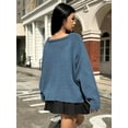 thumbnail image 2 of Womens Sweater Long Sleeve Crew Neck Pullover Fashion Knit Tops Blue XL, 2 of 5