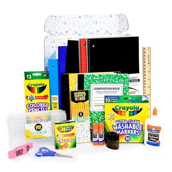 School Supply Boxes - Back to School Essentials Supplies Kit Bundle (K-8)