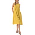 thumbnail image 2 of INSPIRE CHIC Women's Linen Dresses Crewneck Loose Fit Shift Sleeveless Sundresses Casual Tank Dress with Pockets L Yellow, 2 of 5