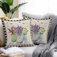 thumbnail image 2 of Throw Pillow Covers 18x18 Inch Set of 2, Spring Floral Tulip Waterproof Outdoor Pillow Covers, Black Check Buffalo Decorative Cushion Pillowcases for Couch, Sofa, Bed, Garden, Patio, 2 of 9