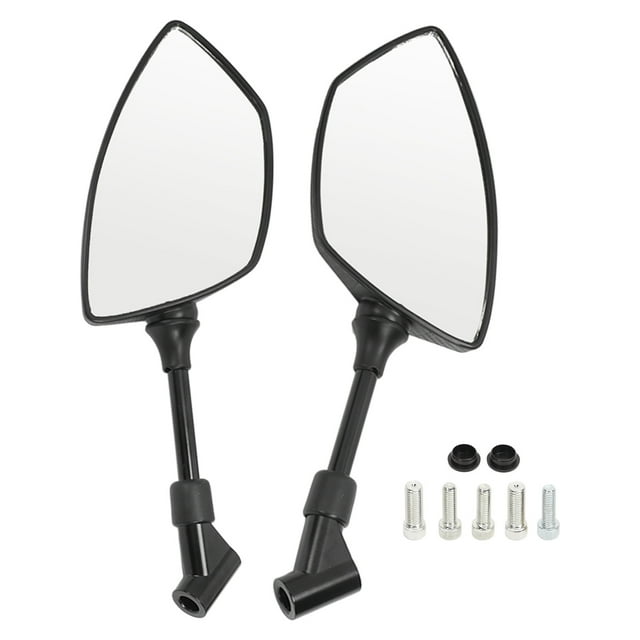 Motorcycle Rearview Mirror 360° Rotation Convex Glass Lens Carbon Fiber Style Universal for Scooter Sport Dirt Bike ATV Black