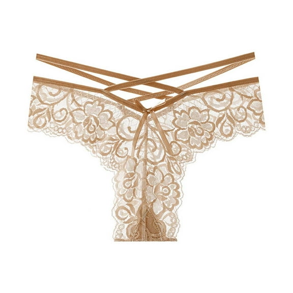 Byworldtasic Womens Breathable UnderwearWomen Lace Seamless Triang Panties Soft Breathable Panty See Through Sexy Bottoms Beige