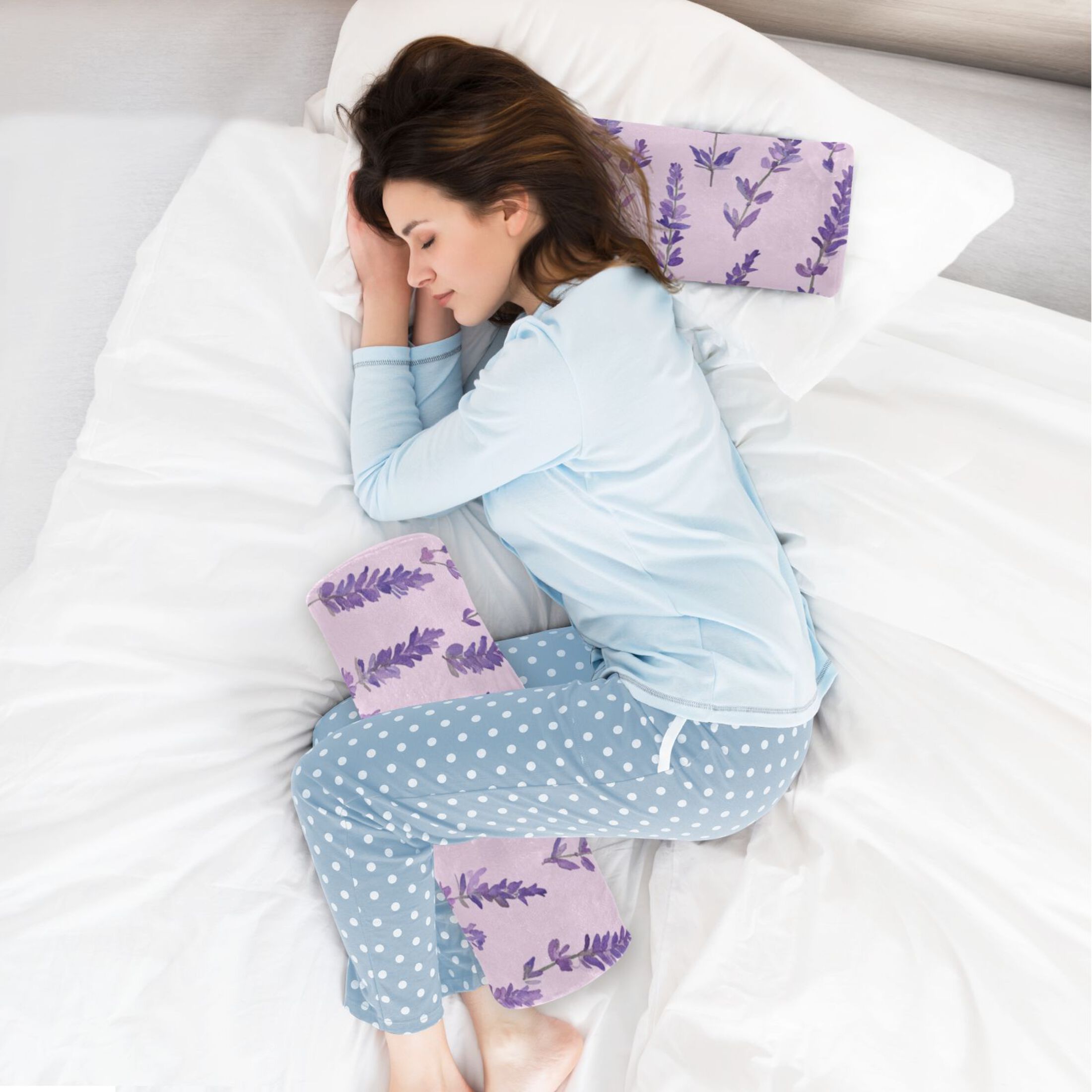 Neck pillow Round Cervical Pillow Cylindrical Pillow Lumbar Pillow Sofa Headrest Pillow Support For the Back, Neck and Head Purple Lavender
