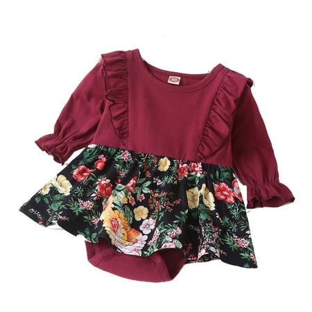 

Summer Savings Clearance 2023! PEZHADA Girls Romper Newborn Infant Kids Baby Girls Floral Romper Jumpsuit Outfit Playsuit Clothes Wine 86