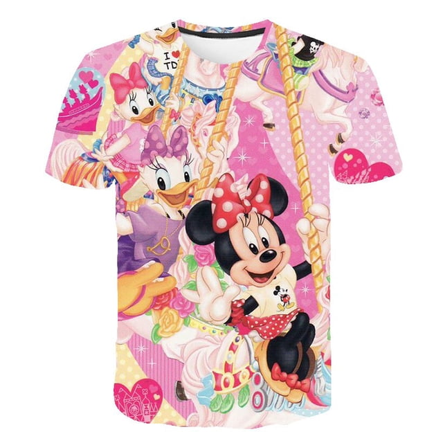 Camiseta de verano para niños, ropa de calle de manga corta con estampado 3D de Anime de dibujos animados de Mickey Mouse de Disney para niños, camisetas 10T Gao Jinjia LED