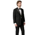 thumbnail image 2 of Men's 2-Piece Black Double-Breasted Suit Set: Blazer + Stretch Waist Pants, Bonus Tie, Formal Business Wedding Outfit, 2 of 7
