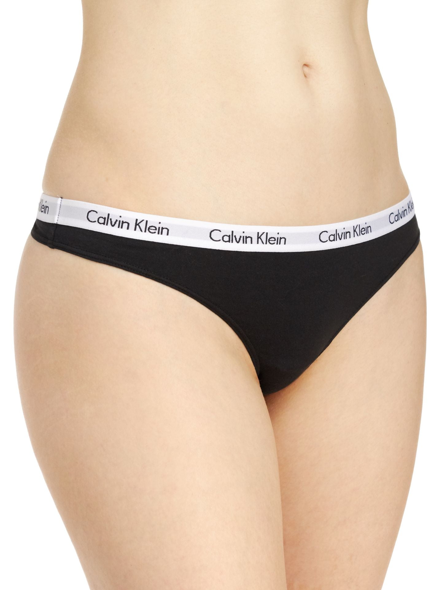 Calvin Klein Women's Carousel Thong - 3 Pack, Black/Grey/White, Large -  
