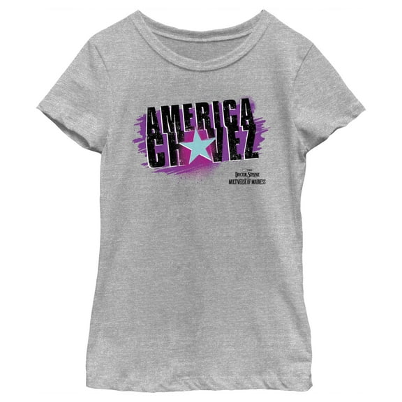 Girl's Marvel Doctor Strange in the Multiverse of Madness Spray Painted America Graphic Tee Athletic Heather Medium