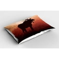 thumbnail image 2 of Ambesonne Moose Pillow Sham 2 Pack, Forest Antlers Wild Deer, 30"x20", Peach and Brown, 2 of 3