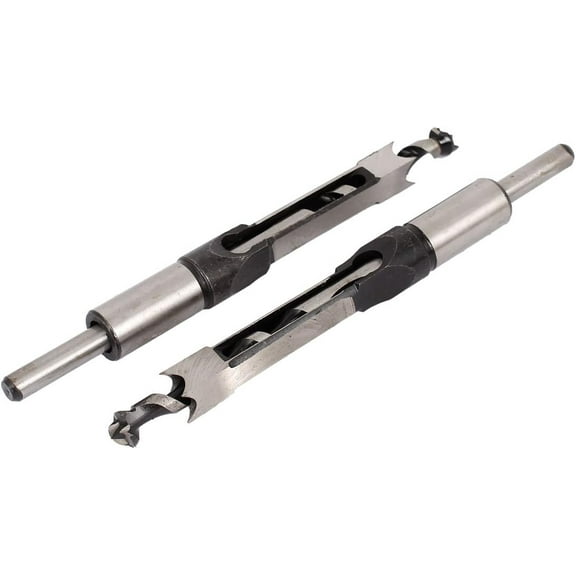 2 Pcs Square Hole Drill Bit, 1/2" High-Carbon Steel Hollow Chisel Mortise Power Tool for Woodworking