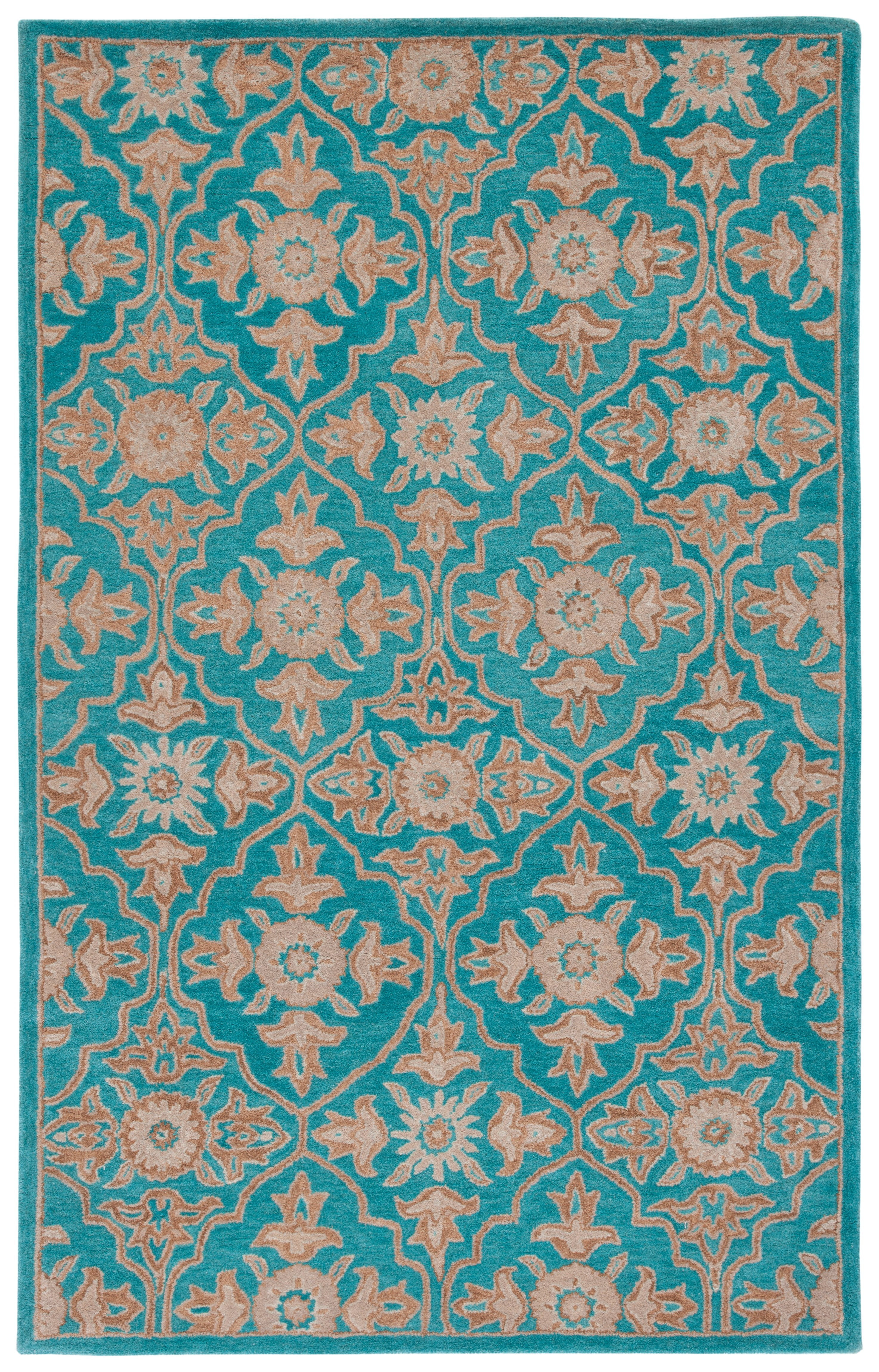 Safavieh Heritage Adams Damask Wool Area Rug, Turquoise/Multi, 3' x 5'